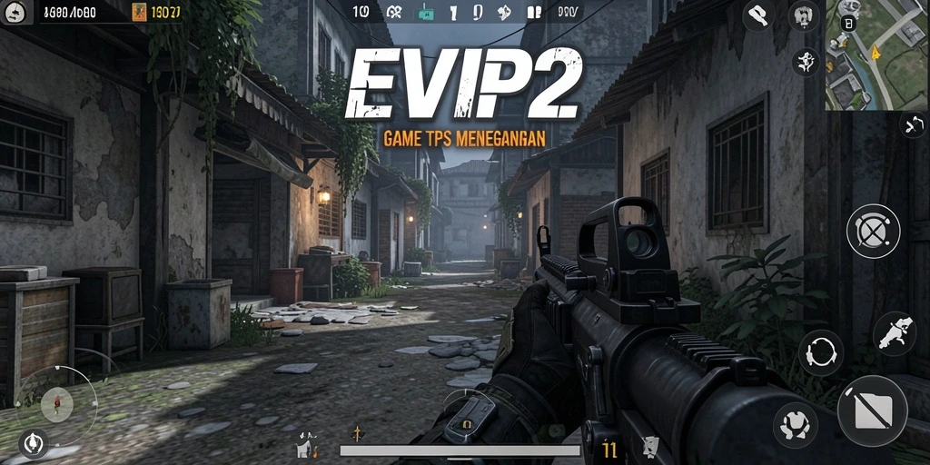 Screenshot gameplay EVIP2 menampilkan aksi tempur yang intens.