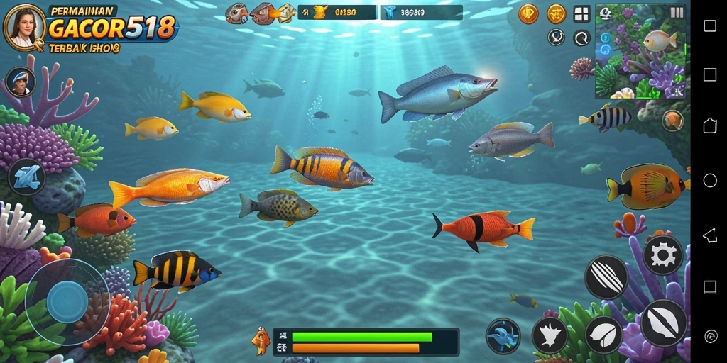 Tangkapan layar GACOR518 menampilkan gameplay Tembak Ikan yang seru dan penuh warna.