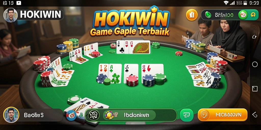 Tampilan gameplay seru dalam HOKIWIN yang penuh aksi Gaple.