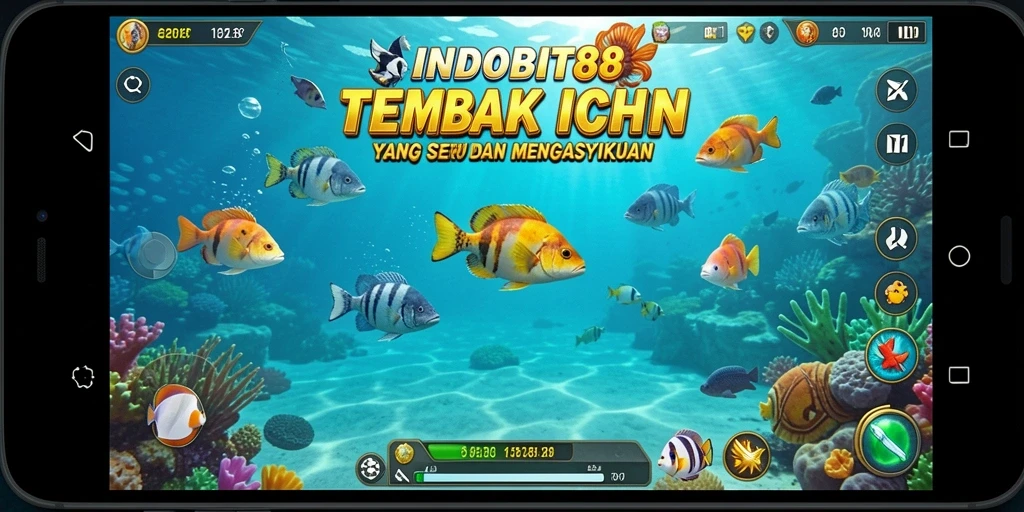 Gameplay seru Tembak Ikan di INDOBIT88 dengan berbagai jenis ikan.