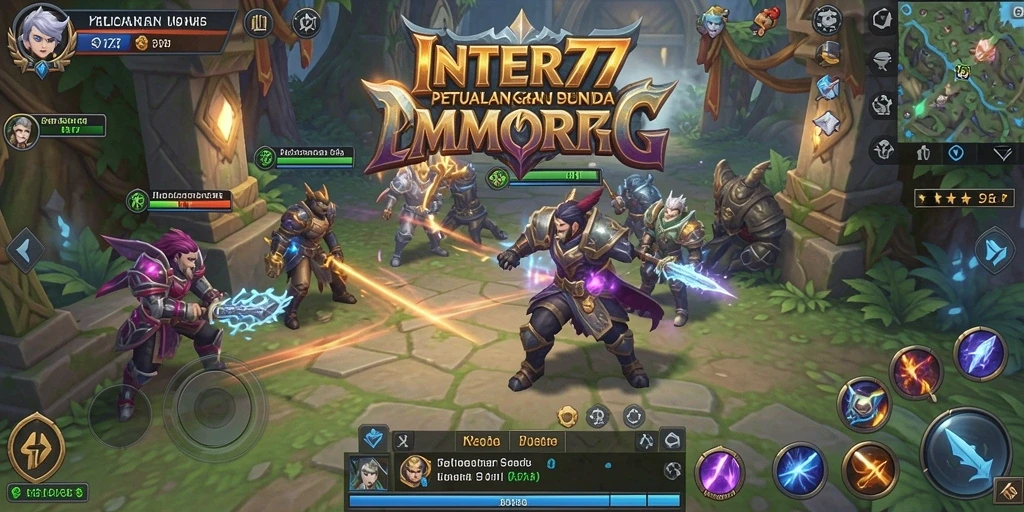 Screenshot INTER77 menunjukkan aksi seru dalam pertempuran MMORPG.