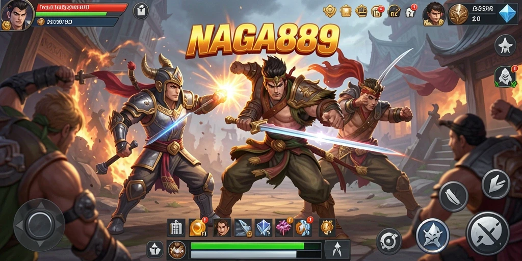 Tampilan menarik dengan karakter Fighting beraksi.