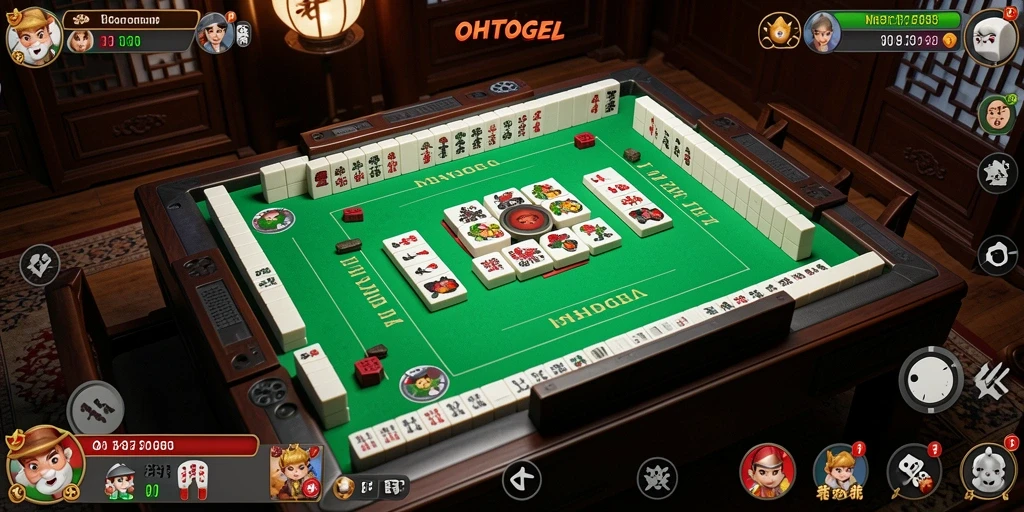 Tampilan gameplay seru OHTOGEL dalam permainan Mahjong.