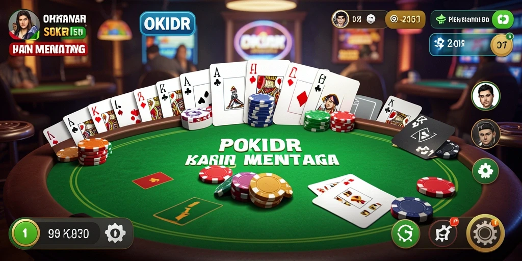 Tampilan menarik dari gameplay Poker di OKIDR.