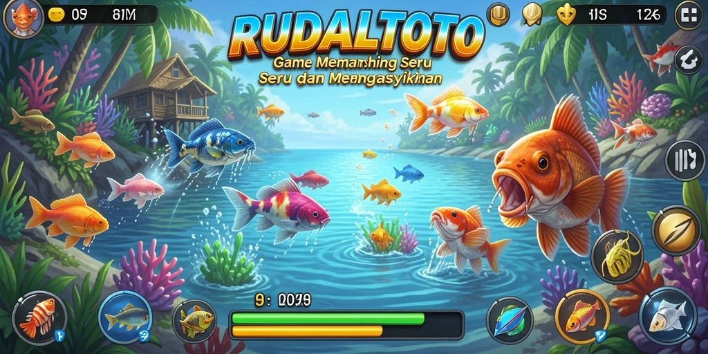 Screenshot gameplay RUDALTOTO menampilkan suasana memancing yang menegangkan.